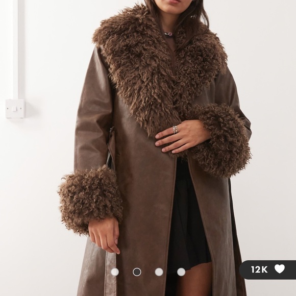 Reclaimed Vintage Brown Leather Trench Coat - Picture 2 of 7